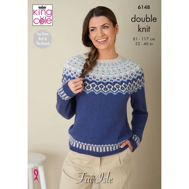 king-cole-6148-fair-isle-pullover-strickanleitung-alpaka-dk image 1