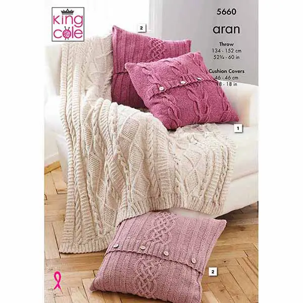 king-cole-5660-decke-kissen-strickanleitung-forest-aran image 1