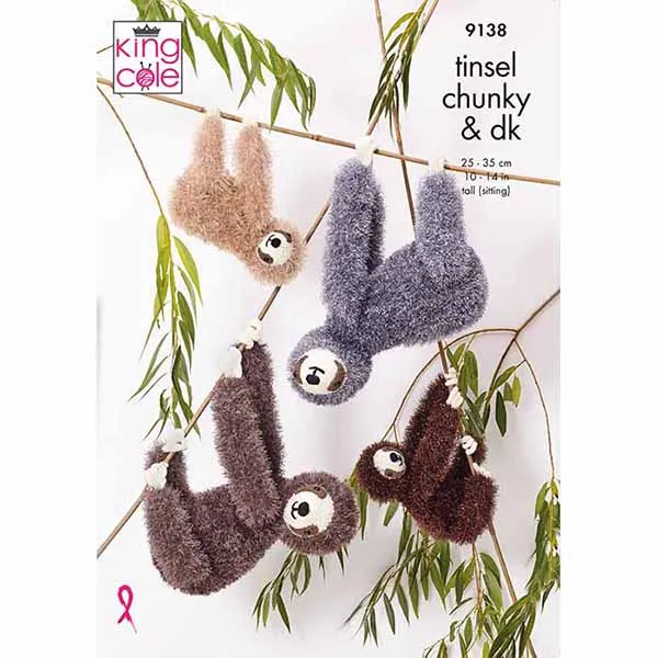 king-cole-9138-faultiere-strickanleitung-tinsel-chunky image 1