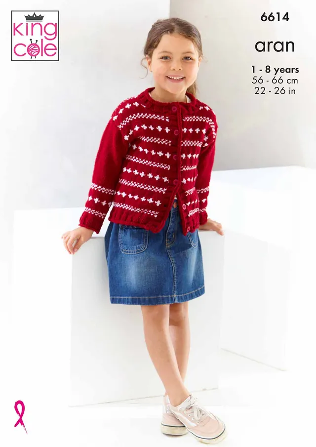 king-cole-patterns-6614-strickanleitung-cardigans-cherished-aran image 1