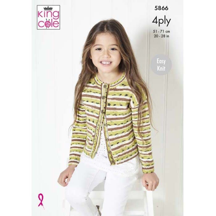 king-cole-5866-strickanleitung-pullover-cardigan-footsie-4ply image 1