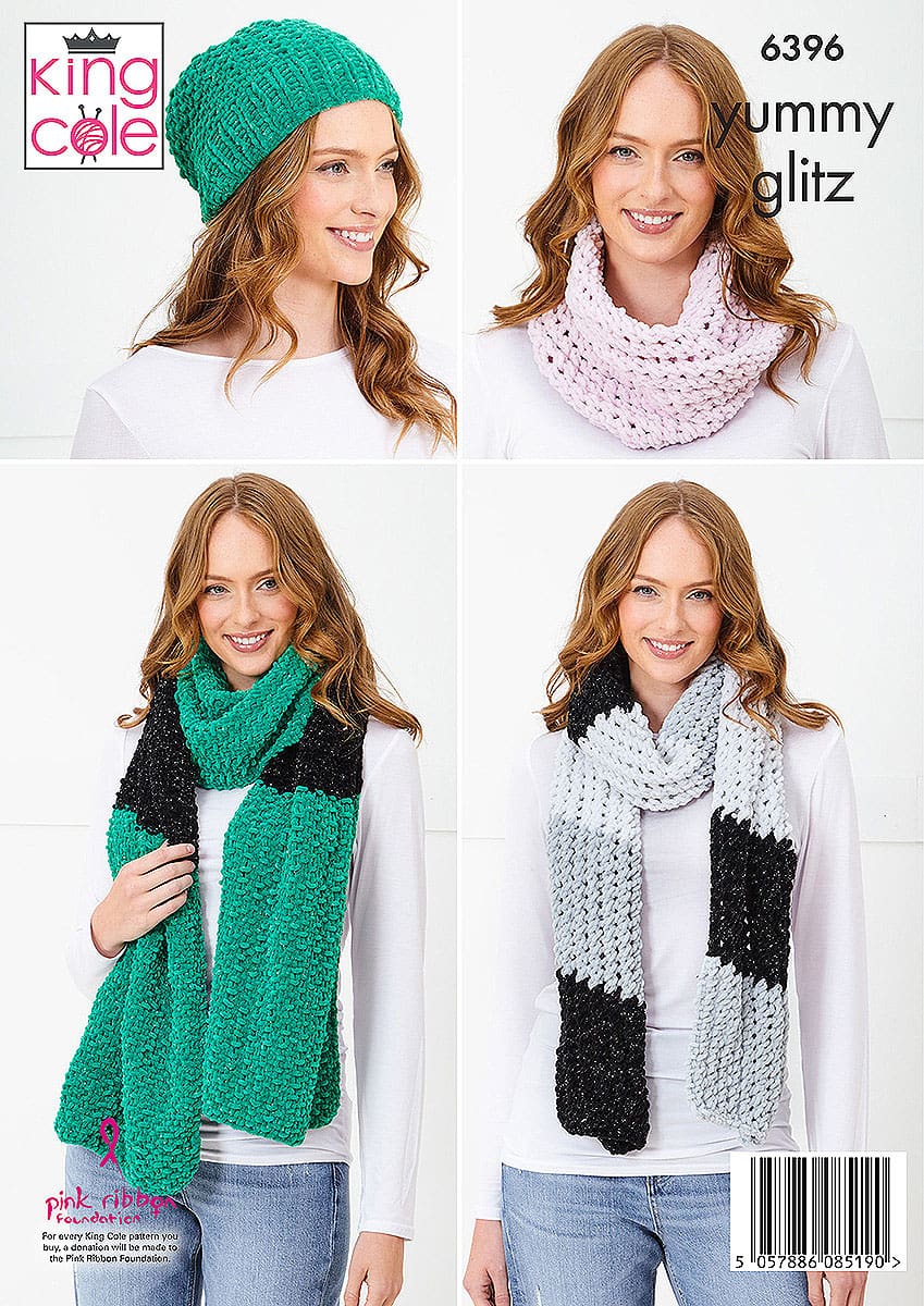 king-cole-6396-strickanleitung-schal-m-tze-yummy-glitz-set image 2