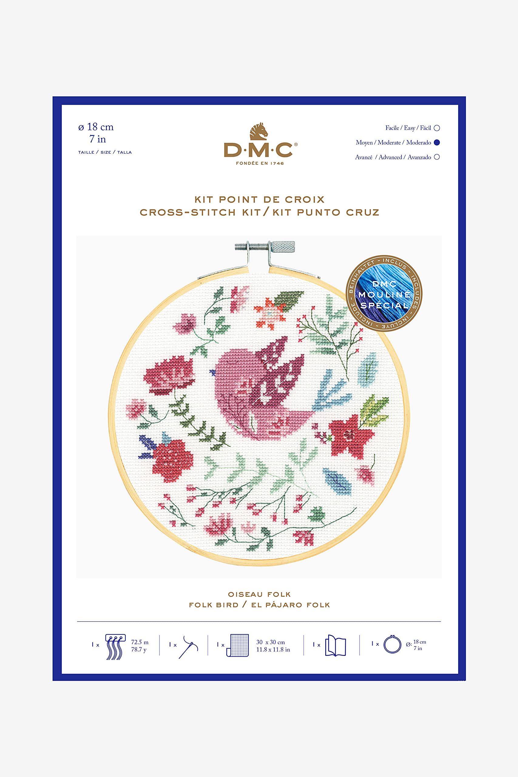 dmc-folk-bird-kreuzstichset-vogelmotiv-komplettset image 2