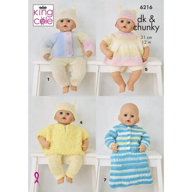 king-cole-patterns-6216-puppenkleidung-strickanleitung-dk-chunky image 1