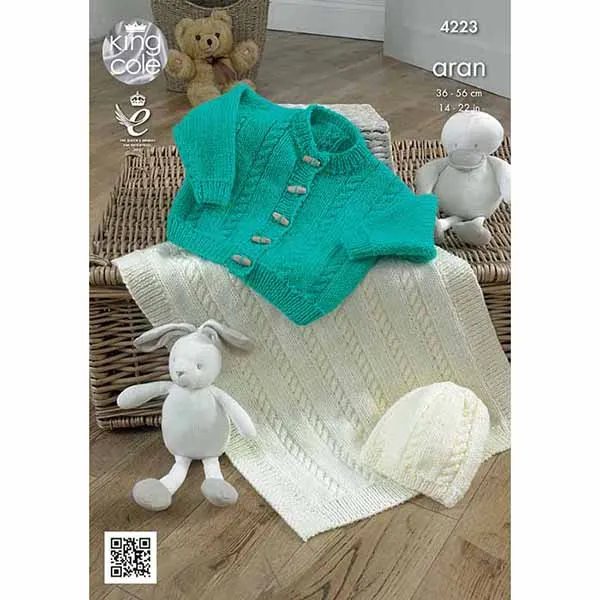 king-cole-4223-strickanleitung-cardigan-m-tze-decke-comfort-aran image 1