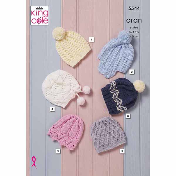 king-cole-5544-hats-strickanleitung-comfort-aran-m-tze image 1