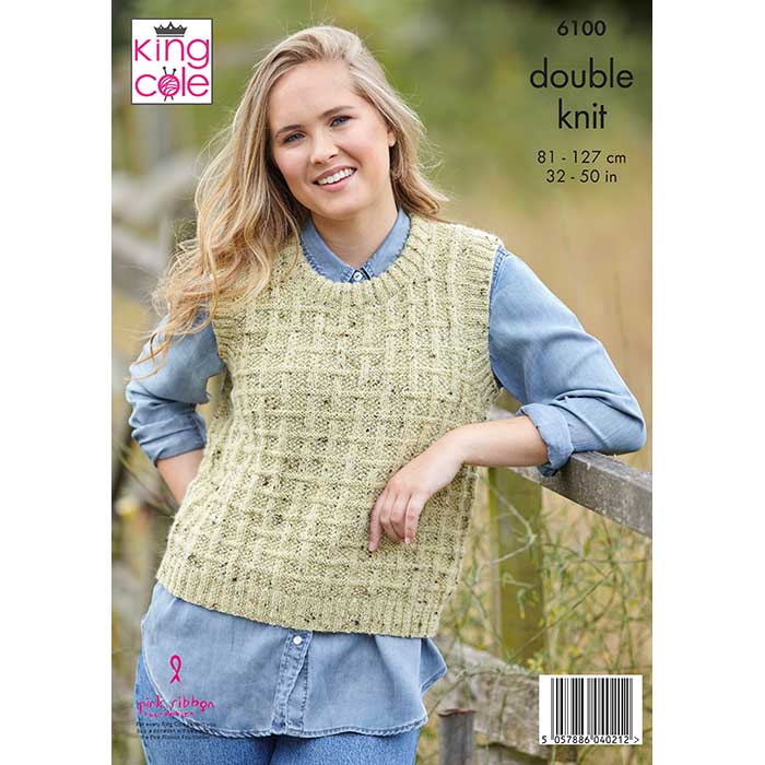 king-cole-patterns-6100-strickanleitung-weste-homespun-dk image 2