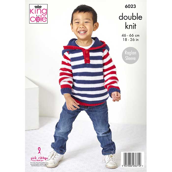 king-cole-patterns-6023-pullover-hoodie-krone-strickanleitung-dk image 2