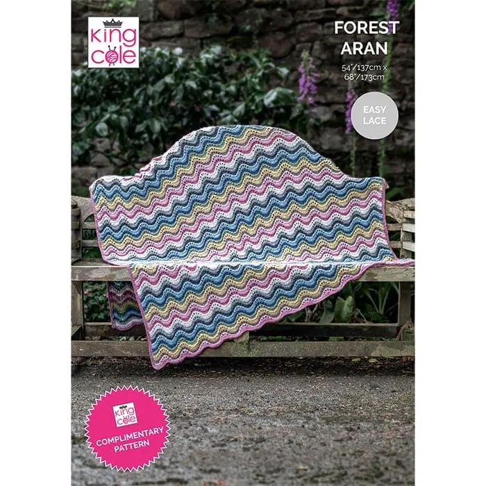 king-cole-patterns-forest-aran-ripple-blanket-strickanleitung-decke image 1