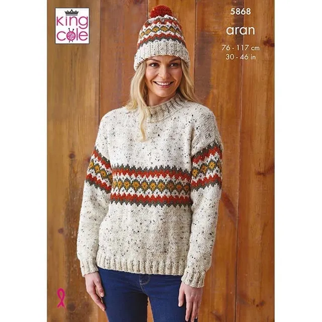 king-cole-5868-pullover-m-tzen-strickanleitung-aran image 1