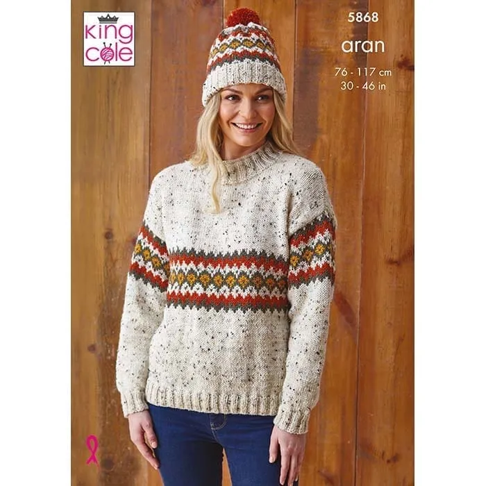king-cole-5868-pullover-m-tzen-strickanleitung-aran image 1