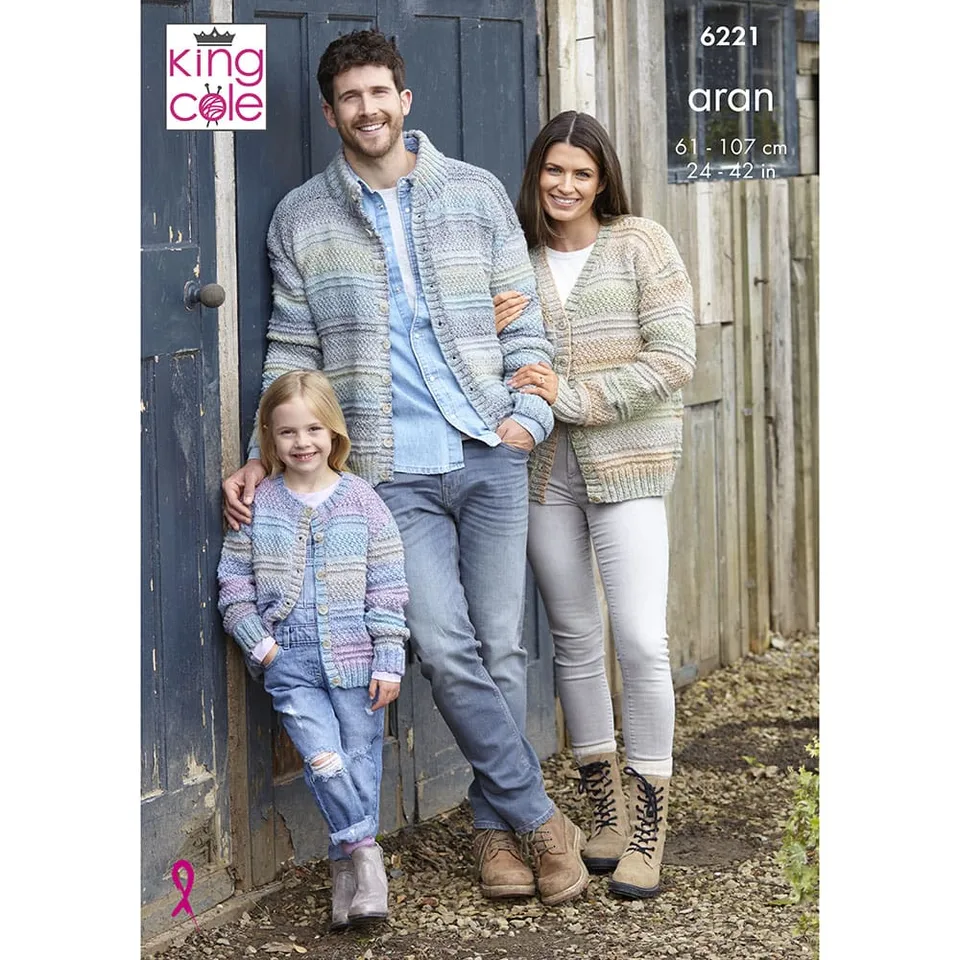 king-cole-6221-family-cardigans-strickanleitung-crescendo-aran image 1