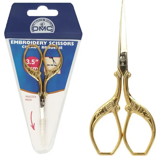 dmc-pfau-stickschere-9-cm-vergoldet-edelstahl-scharfe-spitze image 1