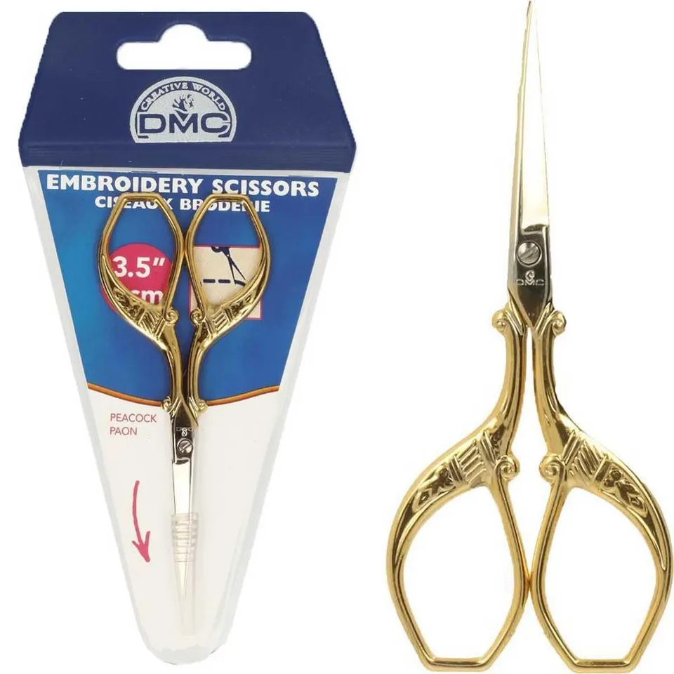 dmc-pfau-stickschere-9-cm-vergoldet-edelstahl-scharfe-spitze image 1
