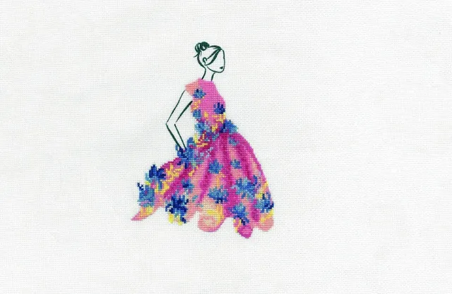 dmc-kreuzstichset-rosenbl-hte-kleid-mit-aida image 1