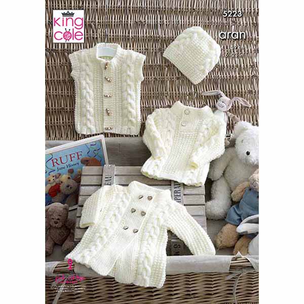 king-cole-patterns-5223-mantel-pullover-strickanleitung-aran image 1