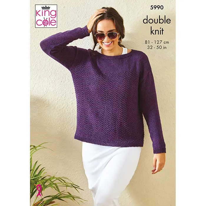 king-cole-5990-strickanleitung-pullover-top-linendale-dk image 1