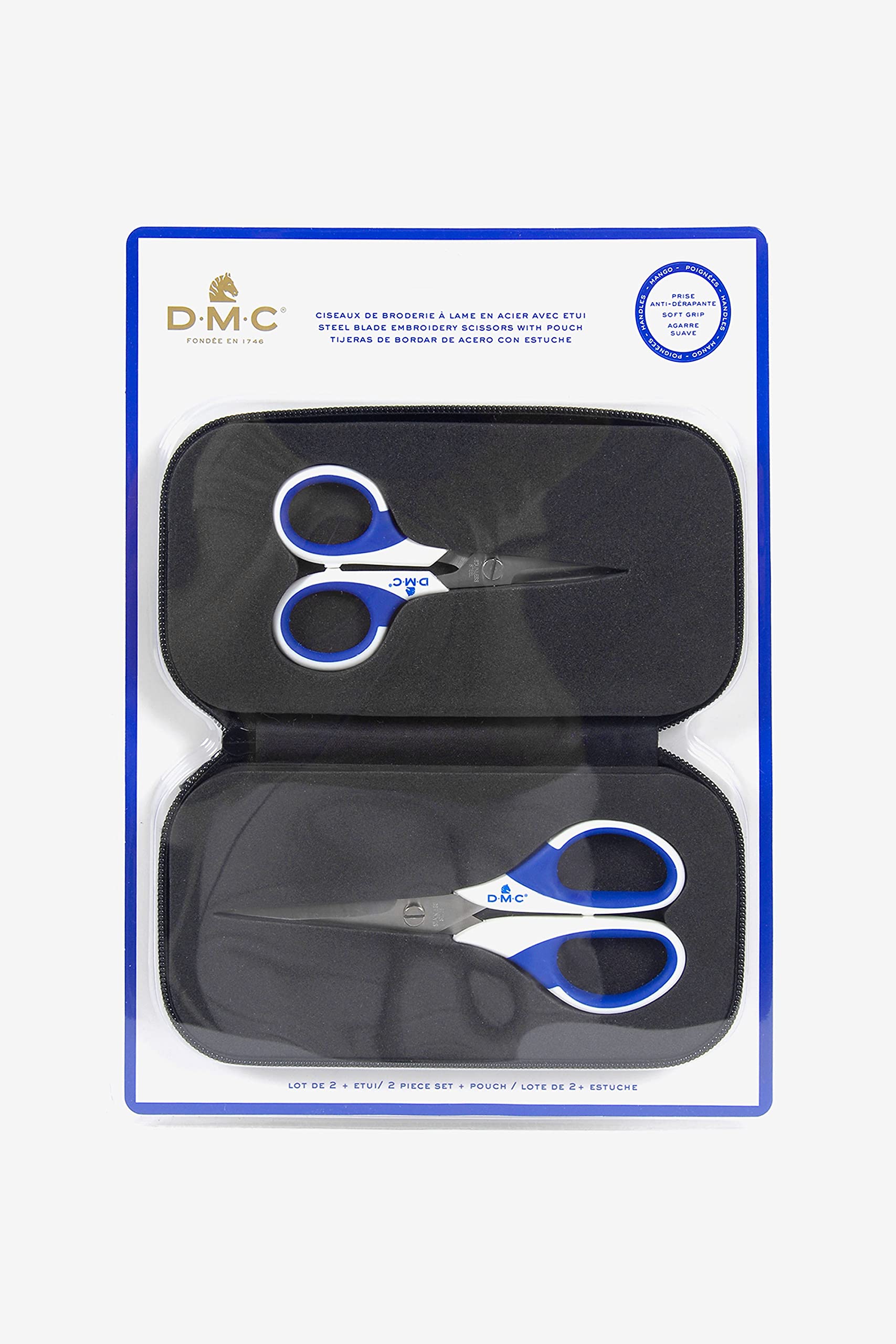 dmc-scheren-set-mit-etui-11-cm-15-cm-stahl-softgrip image 2