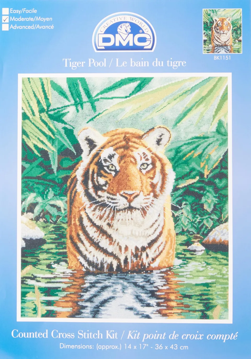 dmc-tigerbad-kreuzstich-set-16ct-aida-mittelstufe image 1