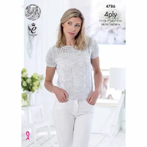 king-cole-4786-tops-strickanleitung-giza-cotton-sorbet-4ply image 1