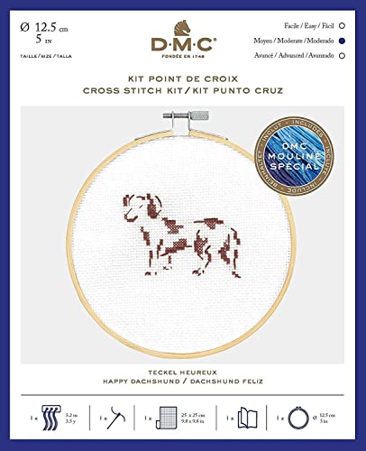 dmc-bk1885-happy-dackel-kreuzstich-set-hund-mit-rahmen image 3