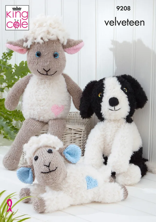 king-cole-patterns-9208-strickanleitung-schaf-hunde-velveteen image 1