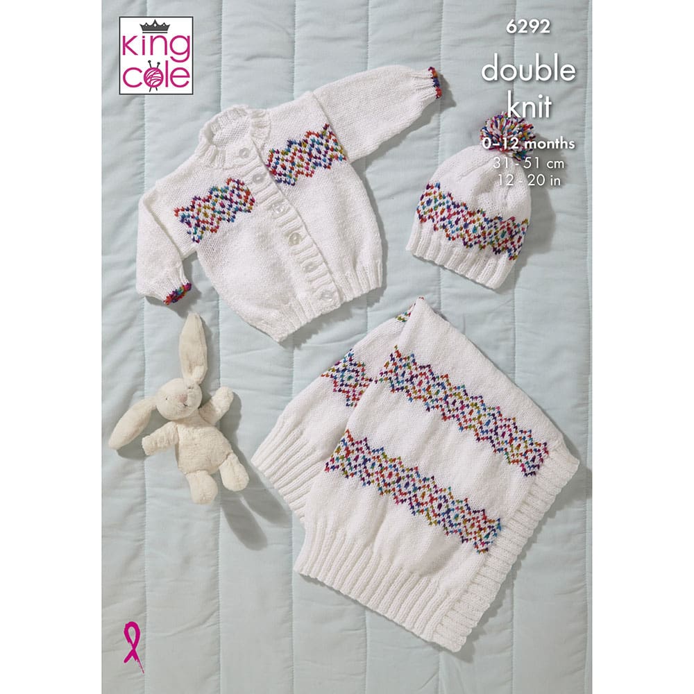 king-cole-6292-strickanleitung-jacke-decke-baby-dk image 1
