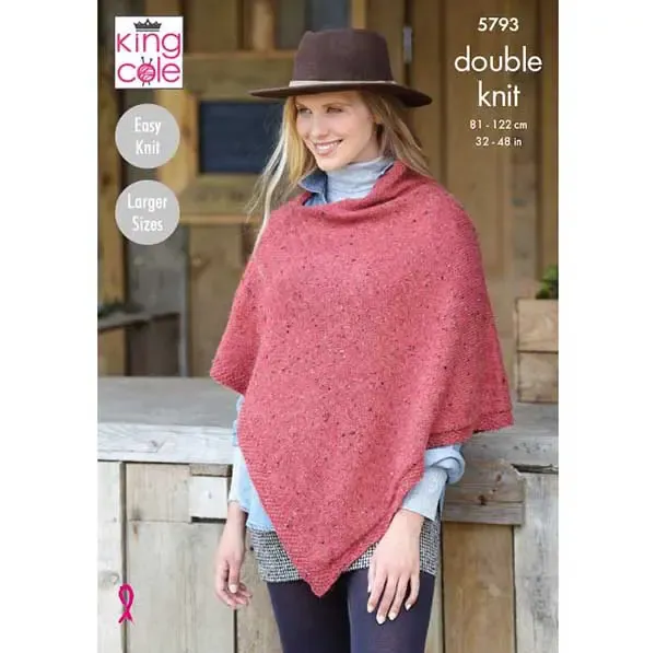 king-cole-5793-strickanleitung-ponchos-homespun-dk image 1