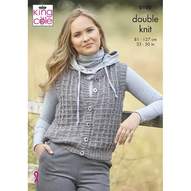 king-cole-patterns-6100-strickanleitung-weste-homespun-dk image 1