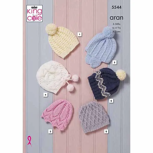 king-cole-5544-hats-strickanleitung-comfort-aran-m-tze image 1