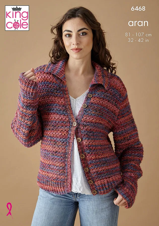 king-cole-6468-cardigan-weste-strickanleitung-homespun-aran image 1