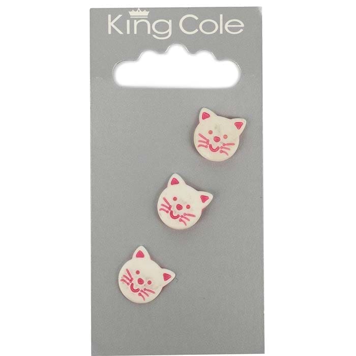 king-cole-haberdashery-katzen-knopf-wei-rosa image 1