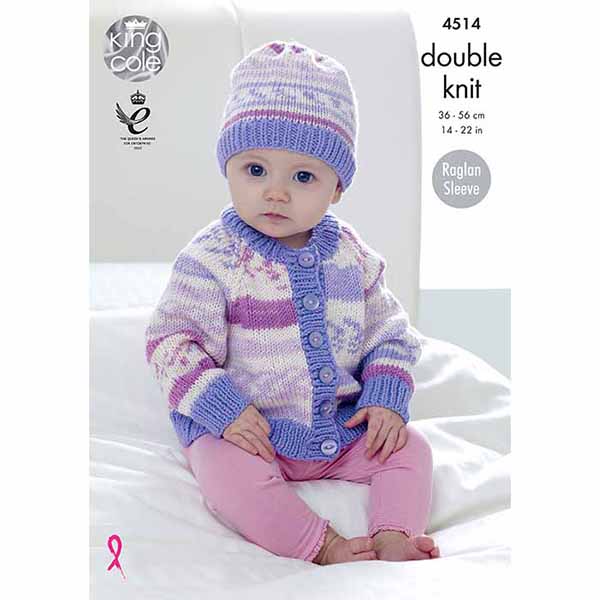 king-cole-4514-raglan-cardigans-hat-strickanleitung-cherish-dk image 1