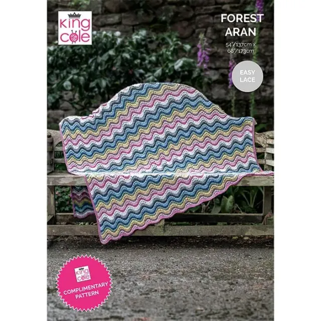 king-cole-patterns-forest-aran-ripple-blanket-strickanleitung-decke image 1