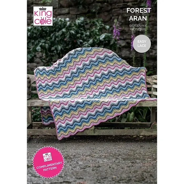 king-cole-patterns-forest-aran-ripple-blanket-strickanleitung-decke image 1