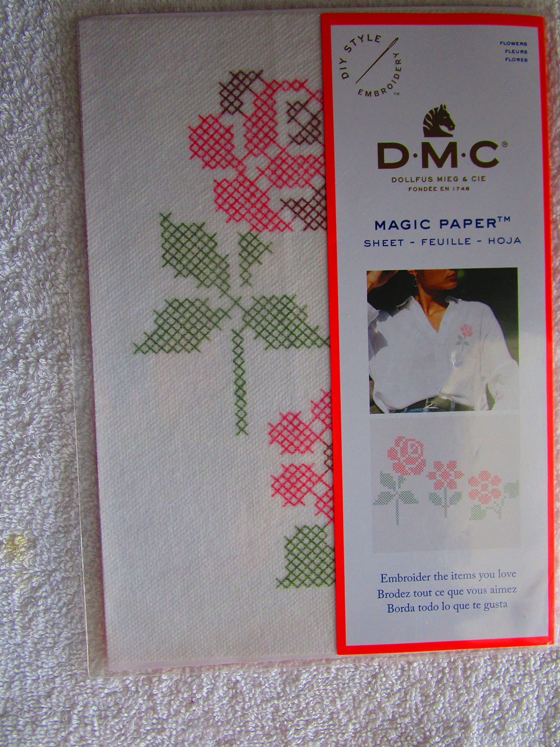 dmc-magic-paper-kreuzstich-blumen-l-sliche-leinwand image 1