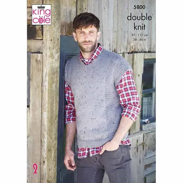 king-cole-patterns-5800-weste-tank-strickanleitung-homespun-dk image 1