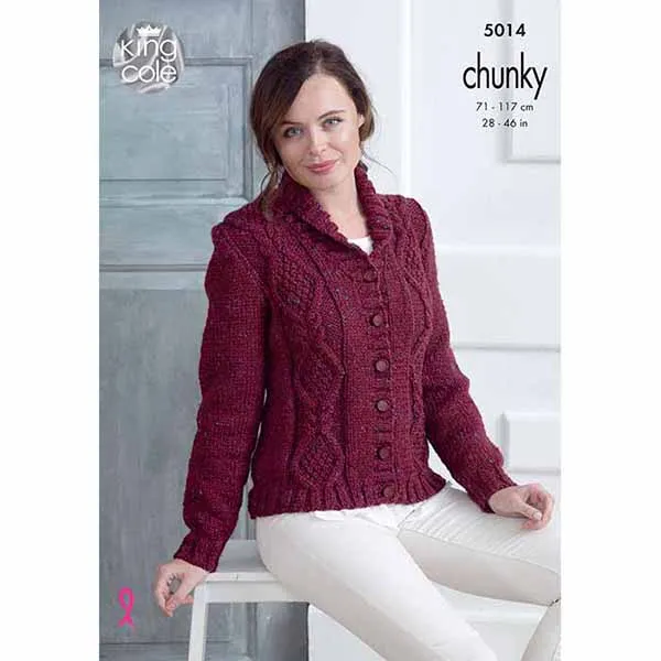 king-cole-patterns-5014-strickanleitung-cardigan-chunky-tweed image 1