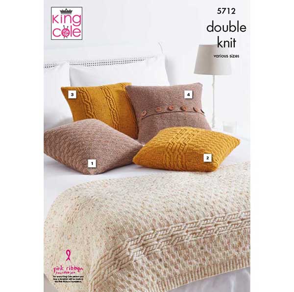 king-cole-5712-strickanleitung-bettl-ufer-kissen-tweed-dk image 1