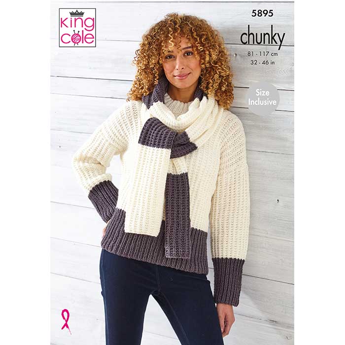 king-cole-5895-pullover-schal-strickanleitung-wildwood-chunky image 1