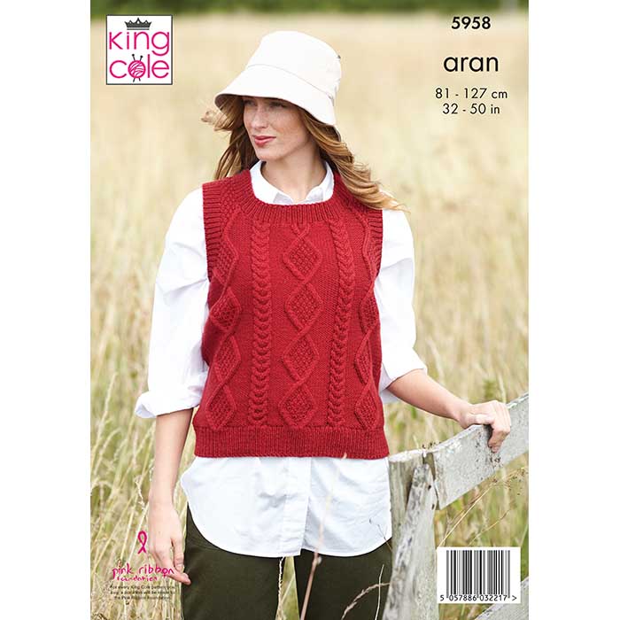 king-cole-5958-strickanleitung-tank-top-rundhals-aran image 2