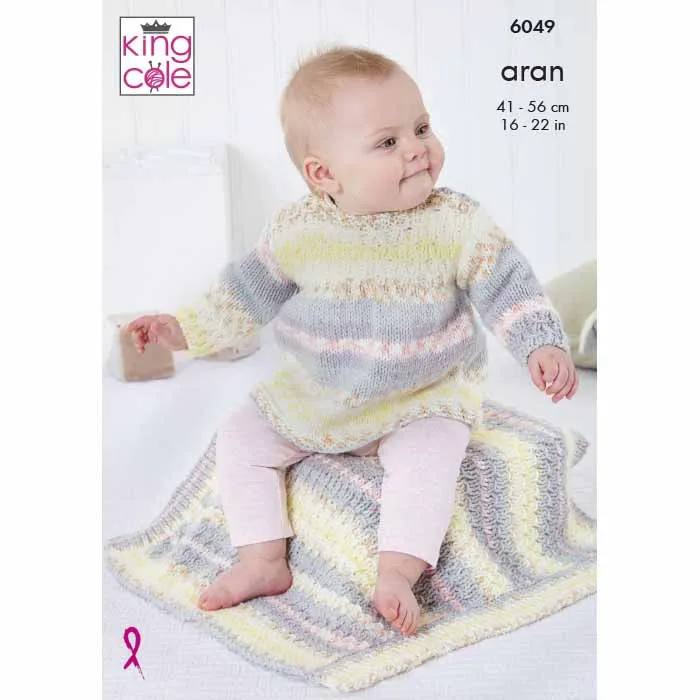 king-cole-6049-strickanleitung-kleid-jacke-m-tze-decke-aran image 1