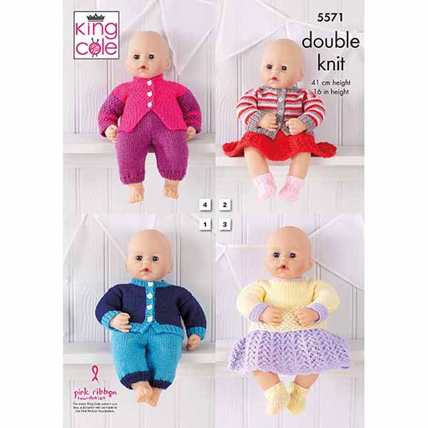 king-cole-patterns-5571-strickanleitung-puppenkleidung-dollymix-dk image 1
