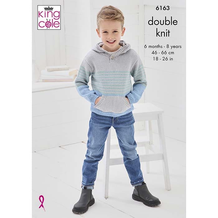 king-cole-6163-strickanleitung-pullover-hoodie-baumwolle image 1