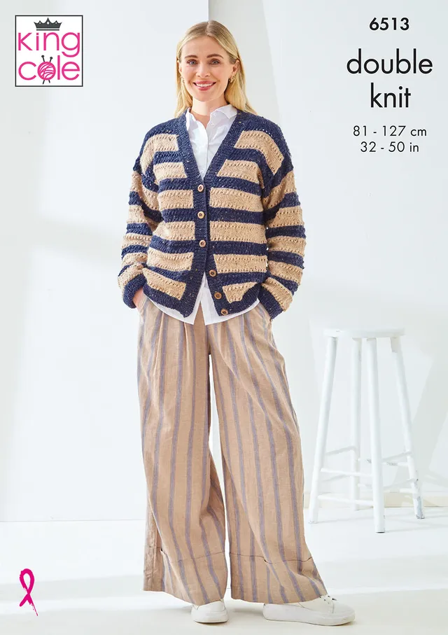 king-cole-6513-cardigan-strickanleitung-homespun-dk image 1