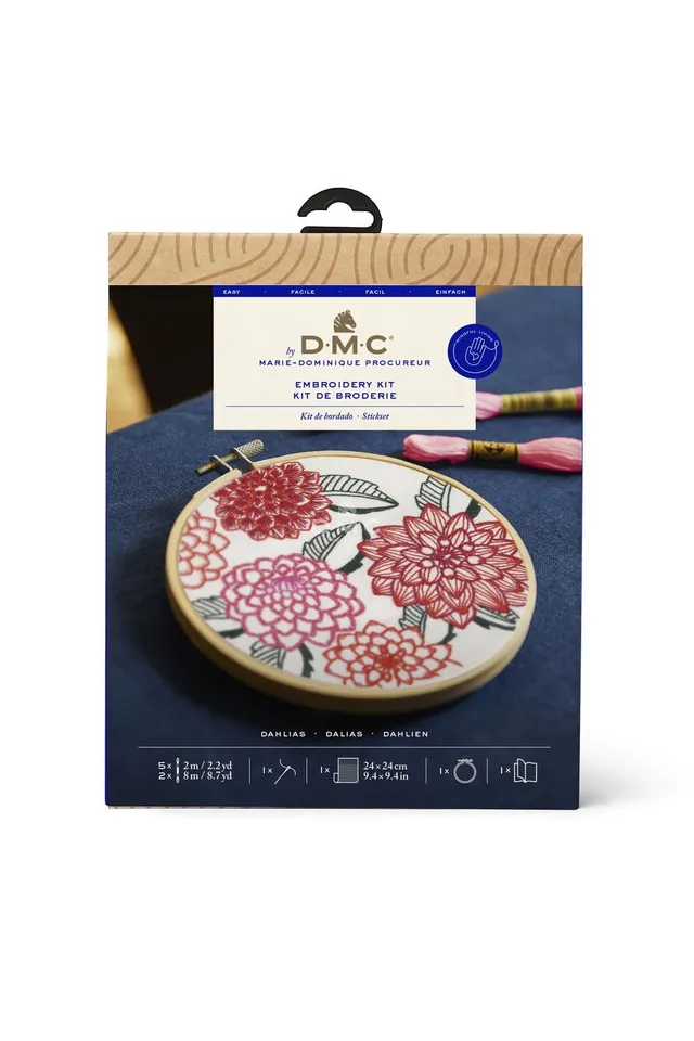 dmc-dahlias-stickset-blumen-mit-holzrahmen-14-5-cm image 1