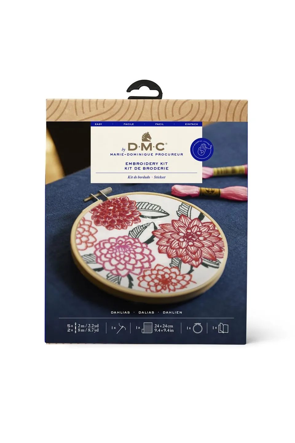 dmc-dahlias-stickset-blumen-mit-holzrahmen-14-5-cm image 1