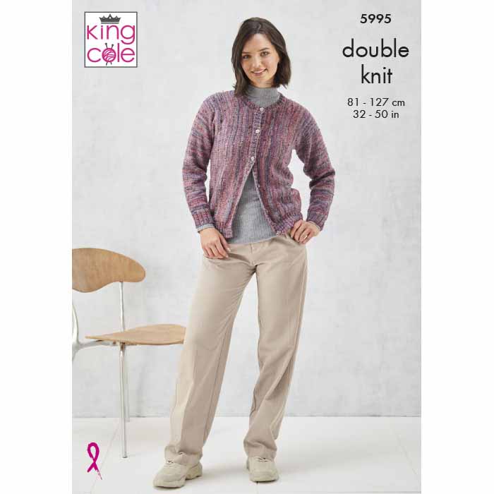 king-cole-5995-strickanleitung-cardigans-homespun-prism-dk image 1