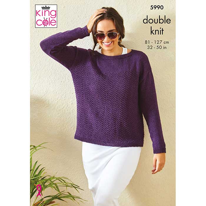 king-cole-5990-strickanleitung-pullover-top-linendale-dk image 1