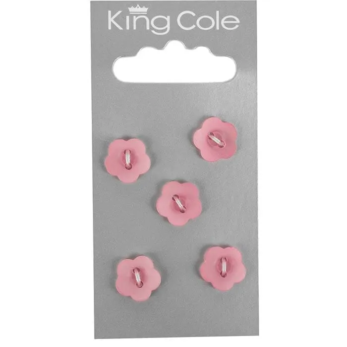 king-cole-haberdashery-flower-buttons-kn-pfe-pink-klein image 1